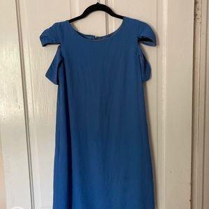 Blue party dress with unique sleeves
